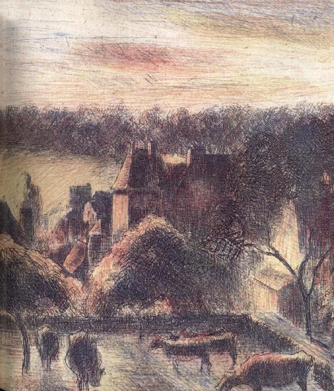 Camille Pissarro Church and farm at Eragny-sur-Epte Spain oil painting art